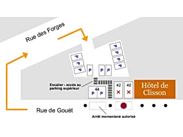 Plan parking gratuit hotel de Clisson