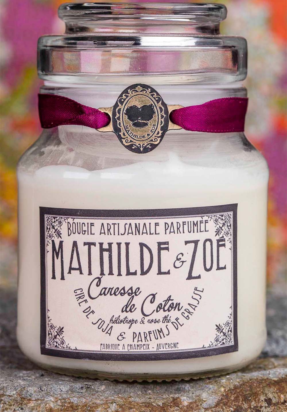Bougie artisanale parfumée Mathilde et Zoé - Caresse de coton