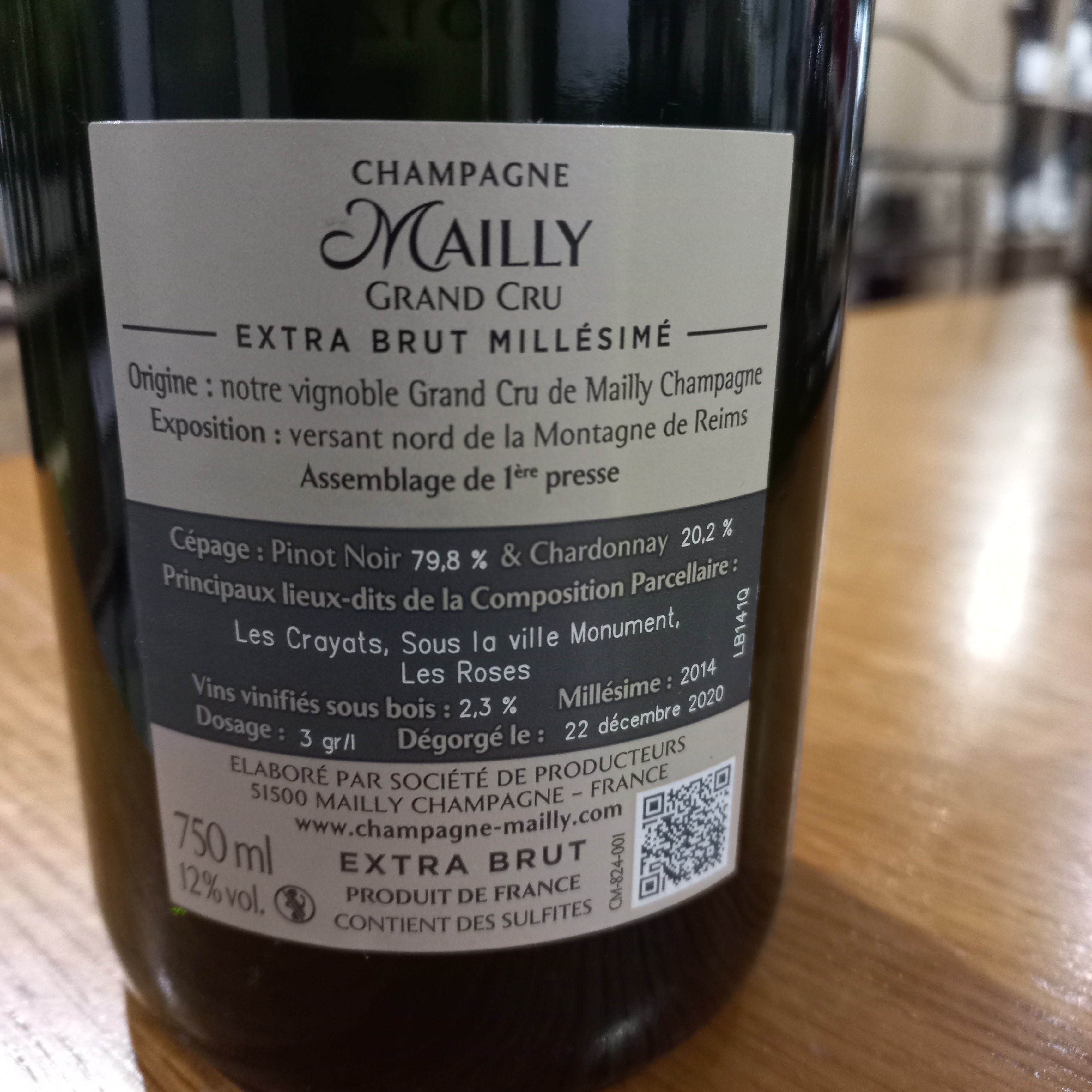 Champagne Mailly Grand Cru. Millésimé 2014