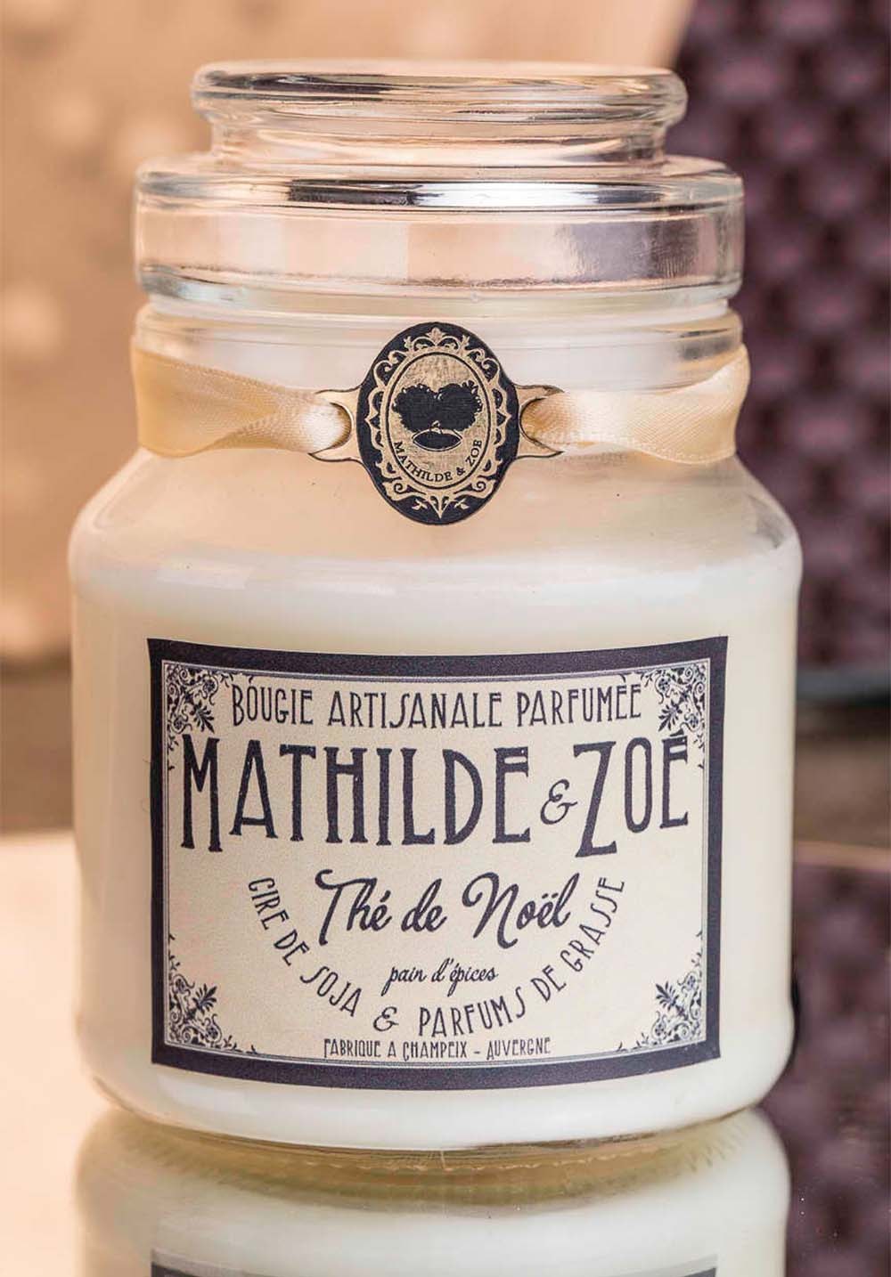 Bougie artisanale parfumée Mathilde et Zoé - Thé de noël