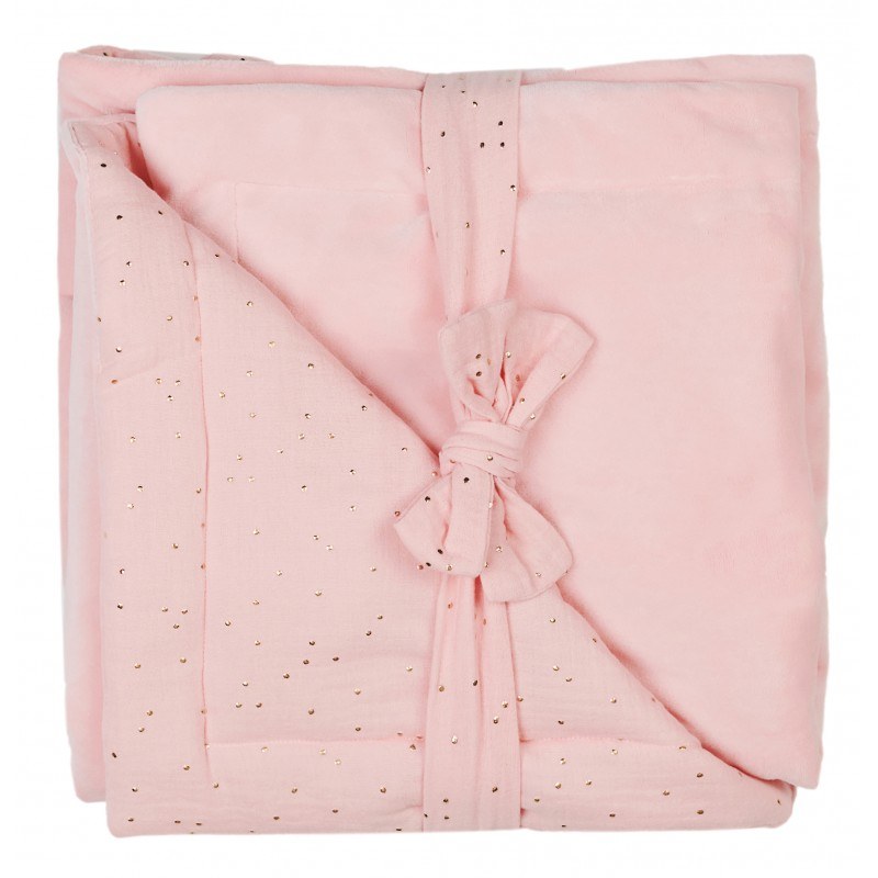couverture-luxe-en-minky-rose-blush-pois-or-bbco