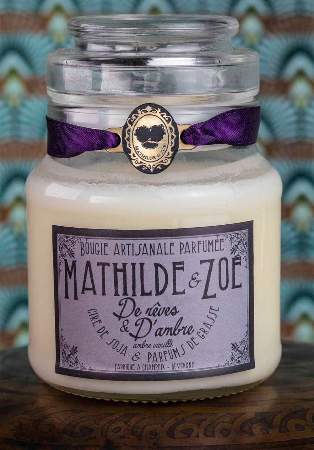 Bougie artisanale parfumée Mathilde et Zoé - De rêves et d'ambre