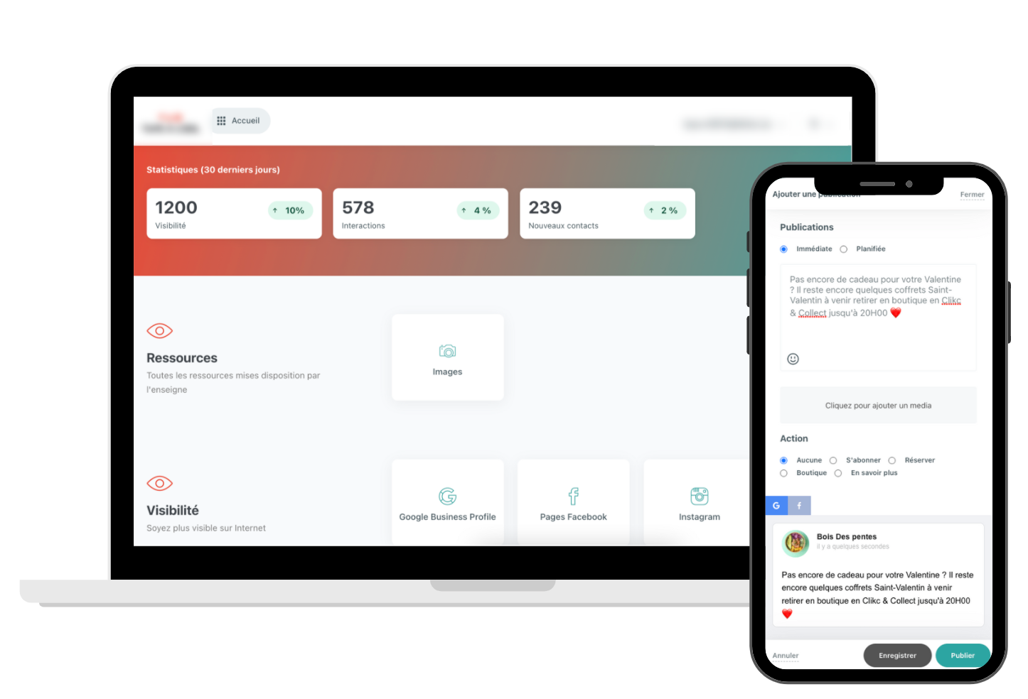 Interface Enseignes Klixi