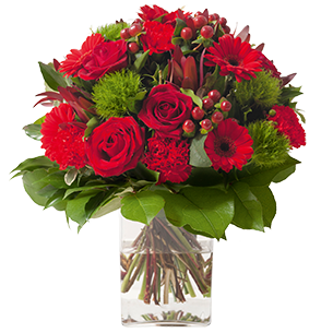 Bouquet rond pour un deuil "LOUANGE" rouge éternel 