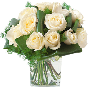 Bouquet rond pour un deuil "LOUANGE" rose éternel  