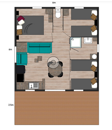 Plan chalet douglas 35m² 3 chambres
