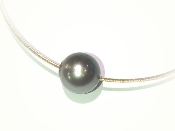 manjo bracelet or jaune 750 câble perle de Tahiti